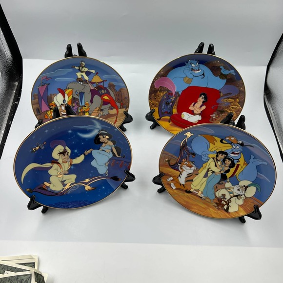 Bradford Exchange Disney Aladdin Collector Plates 5 6 7 8 Jasmine Genie Vintage - Picture 1 of 9
